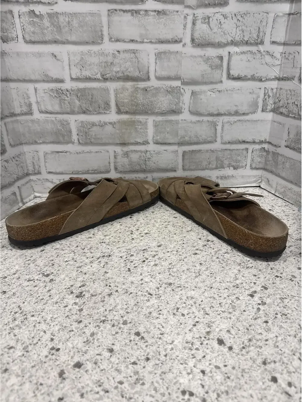 Birkenstock Lugano Tan Suede Cross-Strap Unisex Sandals, Size 43